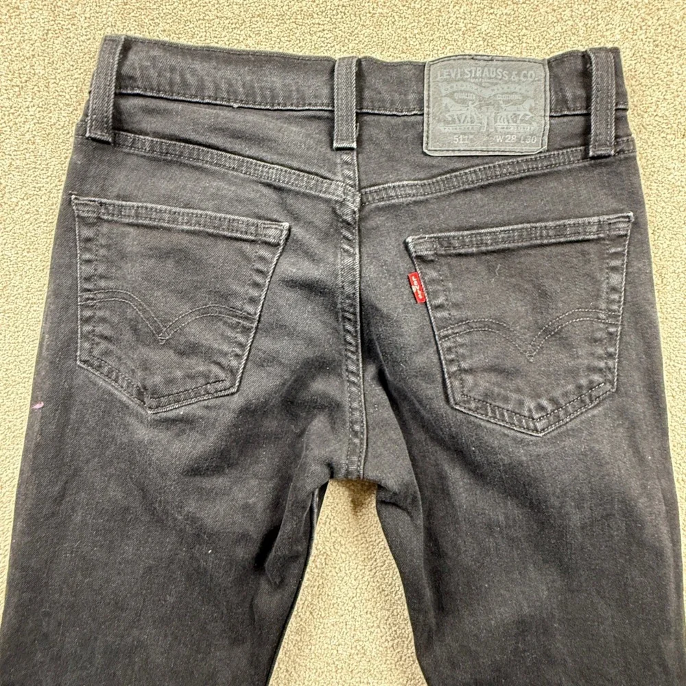 Levis 511 Slim Fit Black Denim Jeans Mens W28 L30 Actual‎ 29x28